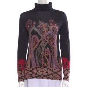 Etro Paisley Turtleneck T-Shirt Top (size L/42)